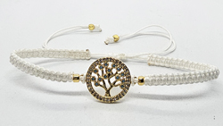 BRACCIALE FULL MACRAME' CON MEDAGLIA ALBERO DELLA VITA IN METALLO GOLD PLATED CON ZIRCONI
