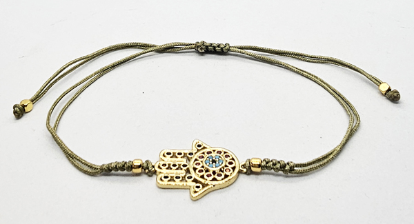 BRACCIALE TEMALI CON CORDINO COLORATO E MEDAGLIA MANO DI FATIMA IN METALLO GOLD PLATED CON ZIRCONI - Image 7