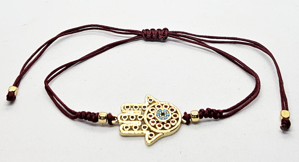 BRACCIALE TEMALI CON CORDINO COLORATO E MEDAGLIA MANO DI FATIMA IN METALLO GOLD PLATED CON ZIRCONI - Image 11