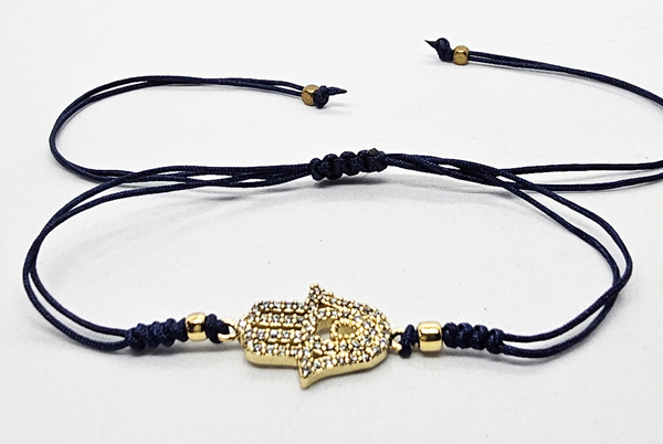BRACCIALE TEMALI CON CORDINO COLORATO E MEDAGLIA MANO DI FATIMA IN METALLO GOLD PLATED CON ZIRCONI - Image 7