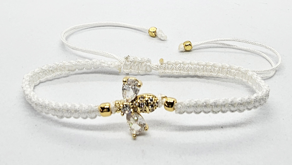 BRACCIALE FULL MACRAME' CON MEDAGLIA A FORMA DI APE IN METALLO GOLD PLATED CON ZIRCONI - Image 2