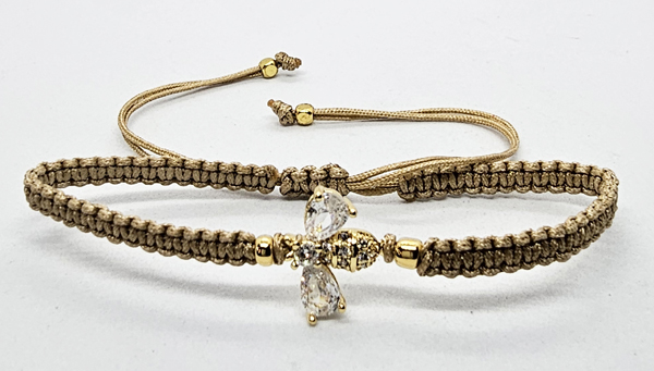 BRACCIALE FULL MACRAME' CON MEDAGLIA A FORMA DI APE IN METALLO GOLD PLATED CON ZIRCONI - Image 4