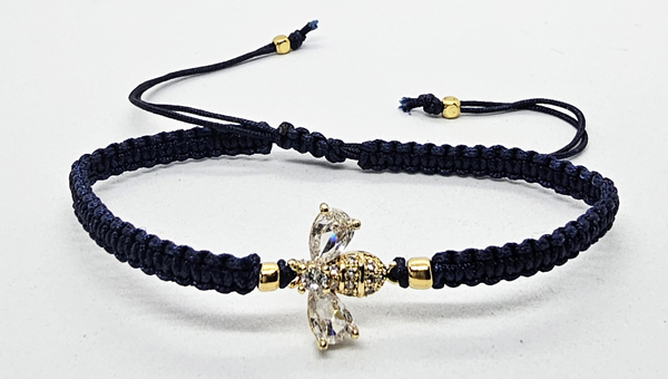 BRACCIALE FULL MACRAME' CON MEDAGLIA A FORMA DI APE IN METALLO GOLD PLATED CON ZIRCONI - Image 5