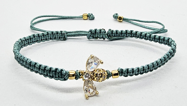 BRACCIALE FULL MACRAME' CON MEDAGLIA A FORMA DI APE IN METALLO GOLD PLATED CON ZIRCONI - Image 7