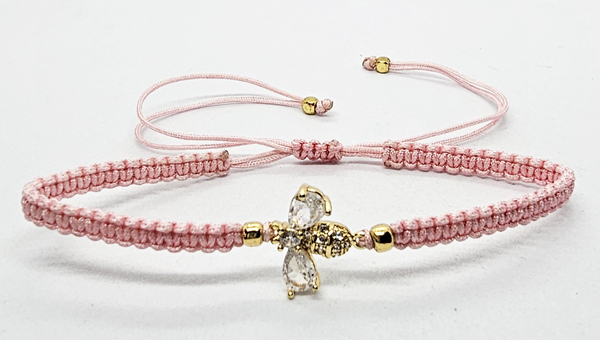 BRACCIALE FULL MACRAME' CON MEDAGLIA A FORMA DI APE IN METALLO GOLD PLATED CON ZIRCONI - Image 10