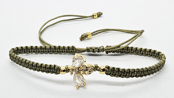 BRACCIALE FULL MACRAME' CON MEDAGLIA A FORMA DI APE IN METALLO GOLD PLATED CON ZIRCONI - Image 11