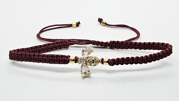 BRACCIALE FULL MACRAME' CON MEDAGLIA A FORMA DI APE IN METALLO GOLD PLATED CON ZIRCONI - Image 12