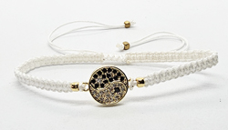 BRACCIALE FULL MACRAME' CON MEDAGLIA A FORMA DI YING & YANG IN METALLO GOLD PLATED CON ZIRCONI