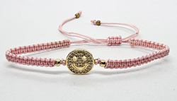BRACCIALE FULL MACRAME' CON MEDAGLIA SMILE IN METALLO GOLD PLATED CON ZIRCONI