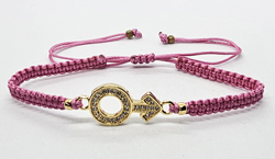 BRACCIALE FULL MACRAME' CON MEDAGLIA SIMBOLO DI VENERE IN METALLO GOLD PLATED CON ZIRCONI