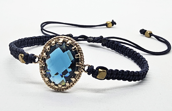 BRACCIALE FULL M ACRAME' CON MEDAGLIA OVALE IN METALLO GOLD PLATED OVALE VERTICALE CON ZIRCONI - Image 3