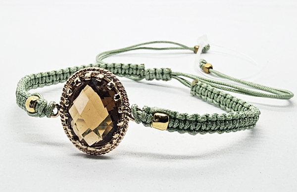 BRACCIALE FULL M ACRAME' CON MEDAGLIA OVALE IN METALLO GOLD PLATED OVALE VERTICALE CON ZIRCONI - Image 4