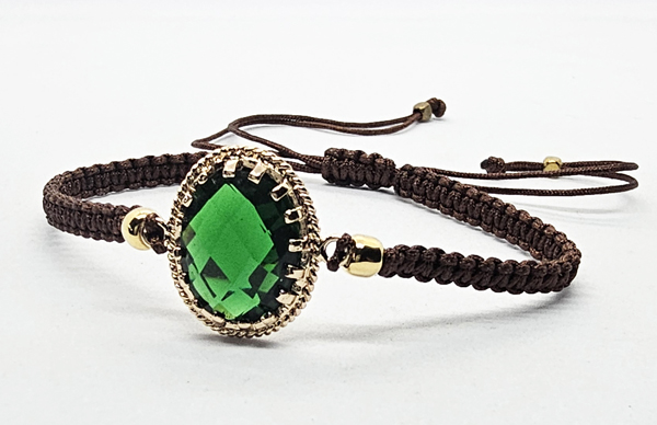 BRACCIALE FULL M ACRAME' CON MEDAGLIA OVALE IN METALLO GOLD PLATED OVALE VERTICALE CON ZIRCONI - Image 5