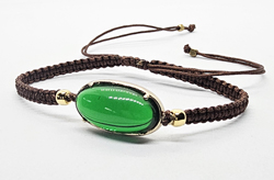 BRACCIALE FULL M ACRAME' CON MEDAGLIA IN METALLO GOLD PLATED CON CRISTALLO OVALE