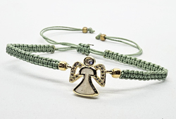 BRACCIALE TEMALI CON CORDINO COLORATO E MEDAGLIA IN METALLO GOLD PLATED CON ZIRCONI ANGELO