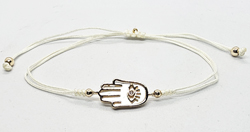 BRACCIALI STRING CON MADREPERLA SU METALLO GOLD PLATED E ZIRCONE MANO DI FATIMA