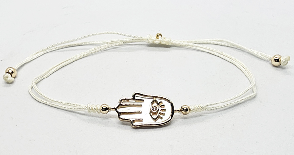 BRACCIALI STRING CON MADREPERLA SU METALLO GOLD PLATED E ZIRCONE MANO DI FATIMA - Image 6