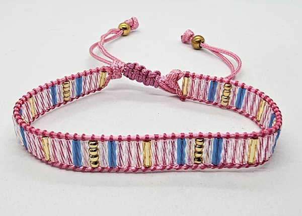 BRACCIALE TEMALI 1 ROW MGB MODELLO MATZUNO LONG PLINTIR CON PERLINE DA 2/0 GOLD PLATED CON CHIUSURA IN MACRAMÈ E CHIUSURA REGOLABILE - Image 2