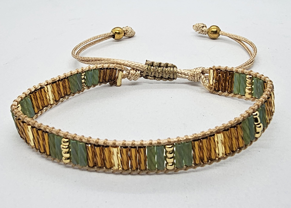 BRACCIALE TEMALI 1 ROW MGB MODELLO MATZUNO LONG PLINTIR CON PERLINE DA 2/0 GOLD PLATED CON CHIUSURA IN MACRAMÈ E CHIUSURA REGOLABILE - Image 3