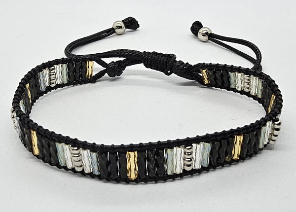 BRACCIALE TEMALI 1 ROW MGB MODELLO MATZUNO LONG PLINTIR CON PERLINE DA 2/0 GOLD PLATED CON CHIUSURA IN MACRAMÈ E CHIUSURA REGOLABILE - Image 4