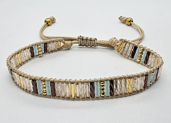 BRACCIALE TEMALI 1 ROW MGB MODELLO MATZUNO LONG PLINTIR CON PERLINE DA 2/0 GOLD PLATED CON CHIUSURA IN MACRAMÈ E CHIUSURA REGOLABILE - Image 5