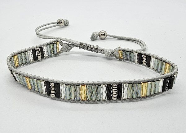 BRACCIALE TEMALI 1 ROW MGB MODELLO MATZUNO LONG PLINTIR CON PERLINE DA 2/0 GOLD PLATED CON CHIUSURA IN MACRAMÈ E CHIUSURA REGOLABILE - Image 6