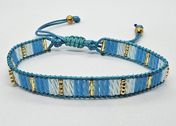 BRACCIALE TEMALI 1 ROW MGB MODELLO MATZUNO LONG PLINTIR CON PERLINE DA 2/0 GOLD PLATED CON CHIUSURA IN MACRAMÈ E CHIUSURA REGOLABILE - Image 7