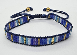 BRACCIALE TEMALI 1 ROW MGB MODELLO MATZUNO LONG PLINTIR CON PERLINE DA 2/0 GOLD PLATED CON CHIUSURA IN MACRAMÈ E CHIUSURA REGOLABILE