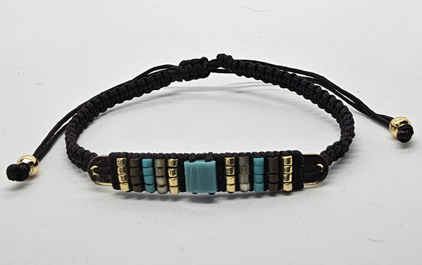 BRACCIALI TEMALI BEIGE CON PERLINE MIUKI SU PLAT IN METALLO GOLD PLATED - Image 4