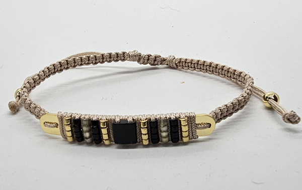 BRACCIALI TEMALI BEIGE CON PERLINE MIUKI SU PLAT IN METALLO GOLD PLATED - Image 6