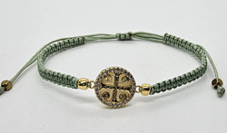 BRACCIALE FULL MACRAME' CON MEDAGLIA IN METALLO GOLD PLATED CON ZIRCONI CERCHIO