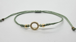 BRACCIALE TEMALI CON CORDINO COLORATO E MEDAGLIA IN METALLO GOLD PLATED CON ZIRCONI DONUT