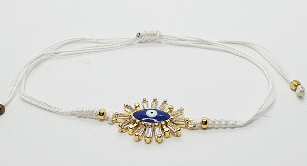 BRACCIALE TEMALI CON CORDINO COLORATO E MEDAGLIA DEVIL EYE SMALTATO IN METALLO GOLD PLATED CON ZIRCONI - Image 6