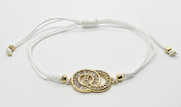 BRACCIALE TEMALI CON CORDINO COLORATO E MEDAGLIA DOPPIO DONUT CHANEL IN METALLO GOLD PLATED CON ZIRCONI - Image 5
