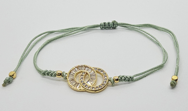 BRACCIALE TEMALI CON CORDINO COLORATO E MEDAGLIA DOPPIO DONUT CHANEL IN METALLO GOLD PLATED CON ZIRCONI - Image 6