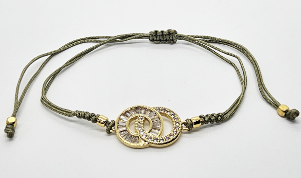 BRACCIALE TEMALI CON CORDINO COLORATO E MEDAGLIA DOPPIO DONUT CHANEL IN METALLO GOLD PLATED CON ZIRCONI - Image 7