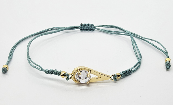 BRACCIALE TEMALI CON CORDINO COLORATO E MEDAGLIA A FORMA DI GOCCIA IN METALLO GOLD PLATED CON ZIRCONI - Image 3