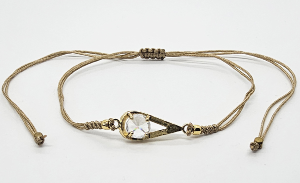 BRACCIALE TEMALI CON CORDINO COLORATO E MEDAGLIA A FORMA DI GOCCIA IN METALLO GOLD PLATED CON ZIRCONI - Image 4