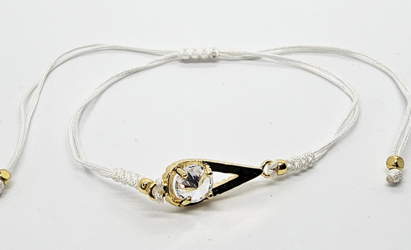 BRACCIALE TEMALI CON CORDINO COLORATO E MEDAGLIA A FORMA DI GOCCIA IN METALLO GOLD PLATED CON ZIRCONI - Image 6