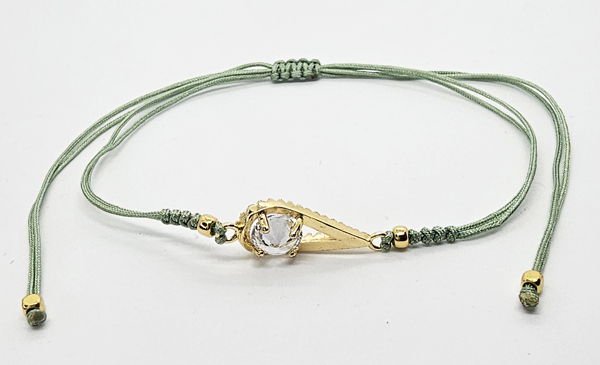 BRACCIALE TEMALI CON CORDINO COLORATO E MEDAGLIA A FORMA DI GOCCIA IN METALLO GOLD PLATED CON ZIRCONI - Image 7