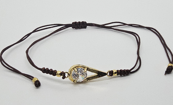 BRACCIALE TEMALI CON CORDINO COLORATO E MEDAGLIA A FORMA DI GOCCIA IN METALLO GOLD PLATED CON ZIRCONI - Image 9