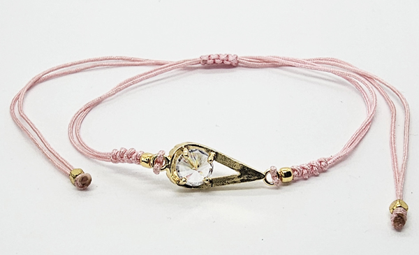 BRACCIALE TEMALI CON CORDINO COLORATO E MEDAGLIA A FORMA DI GOCCIA IN METALLO GOLD PLATED CON ZIRCONI - Image 11