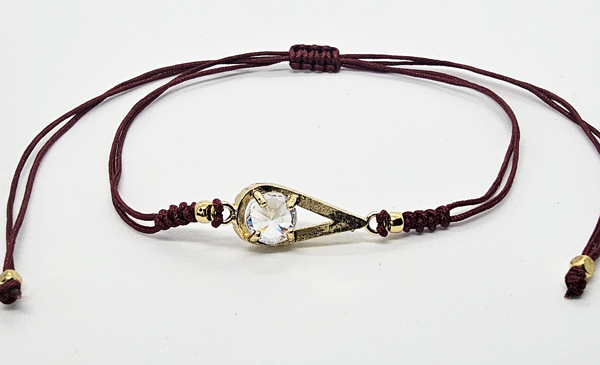 BRACCIALE TEMALI CON CORDINO COLORATO E MEDAGLIA A FORMA DI GOCCIA IN METALLO GOLD PLATED CON ZIRCONI - Image 12