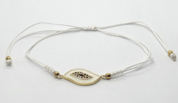 BRACCIALE TEMALI CON CORDINO COLORATO E MEDAGLIA DEVIL EYE IN METALLO GOLD PLATED CON ZIRCONI