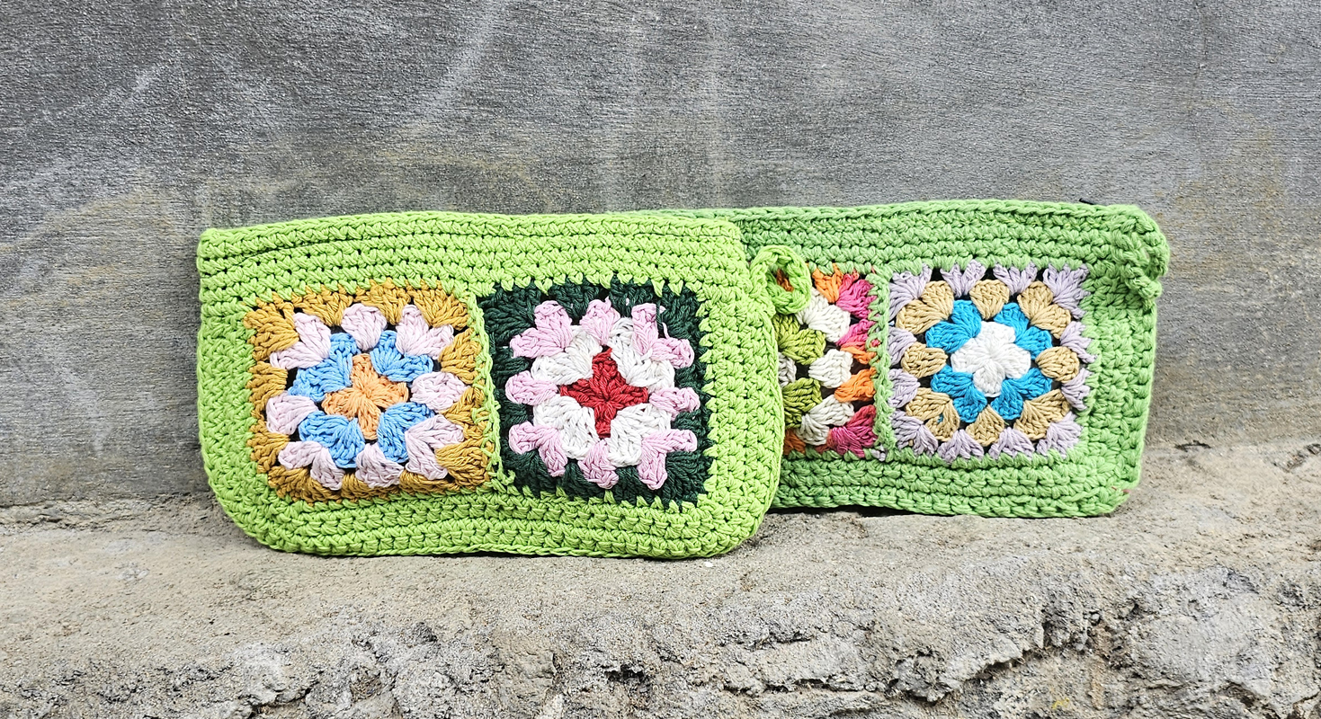 POCHETTE IN COTONE REALIZZATE A UNCINETTO CON FODERA CM 24X16 - Image 12