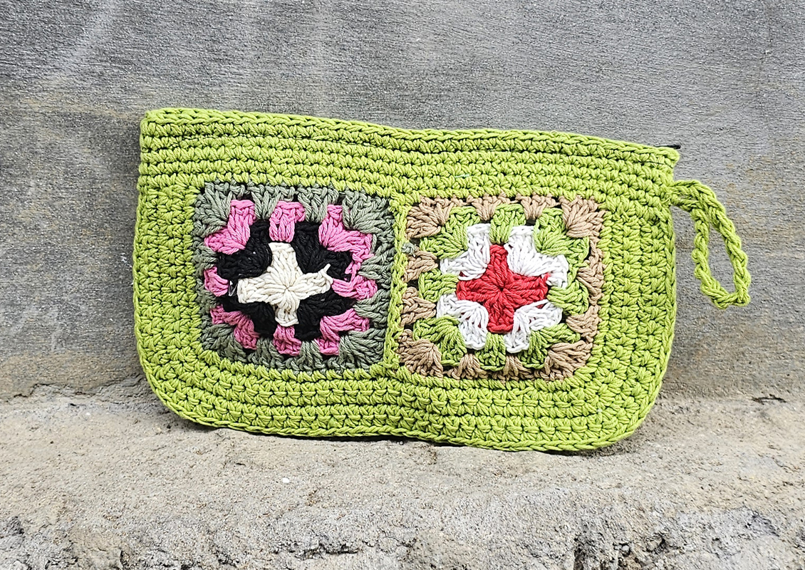 POCHETTE IN COTONE REALIZZATE A UNCINETTO CON FODERA CM 24X16 - Image 13