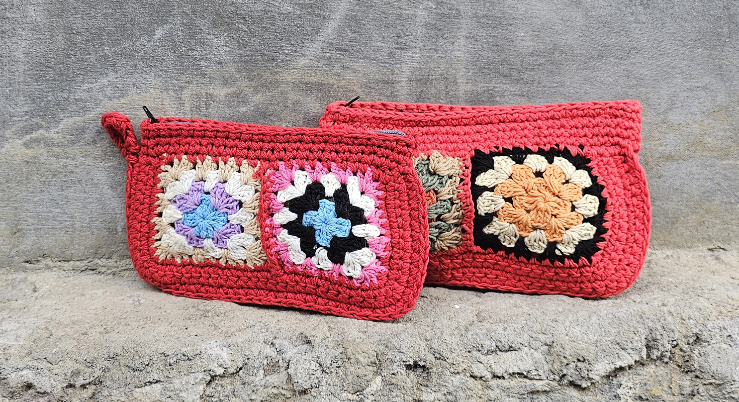 POCHETTE IN COTONE REALIZZATE A UNCINETTO CON FODERA CM 24X16 - Image 15