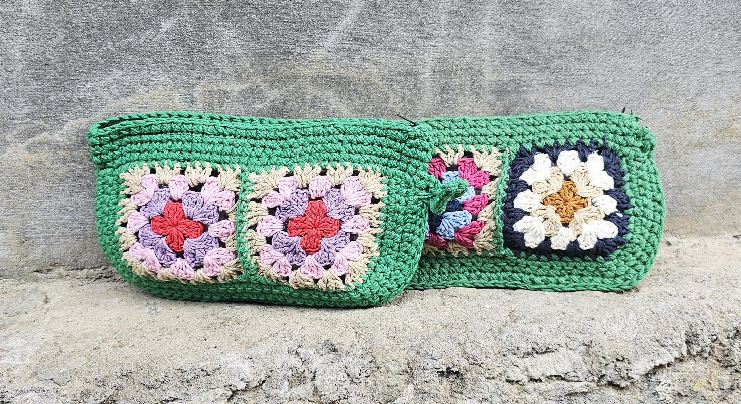 POCHETTE IN COTONE REALIZZATE A UNCINETTO CON FODERA CM 24X16 - Image 19