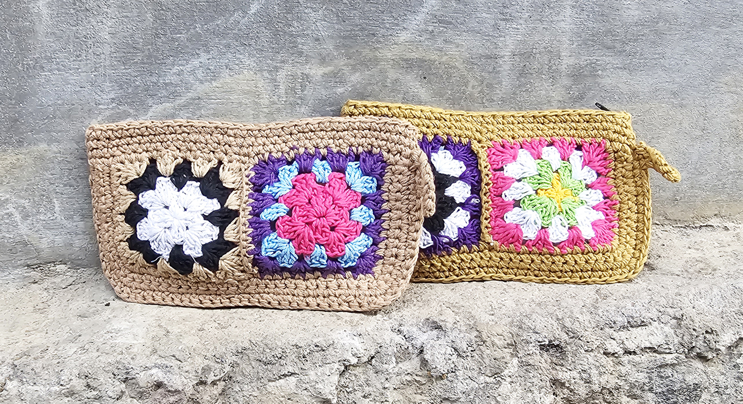 POCHETTE IN COTONE REALIZZATE A UNCINETTO CON FODERA CM 24X16 - Image 4