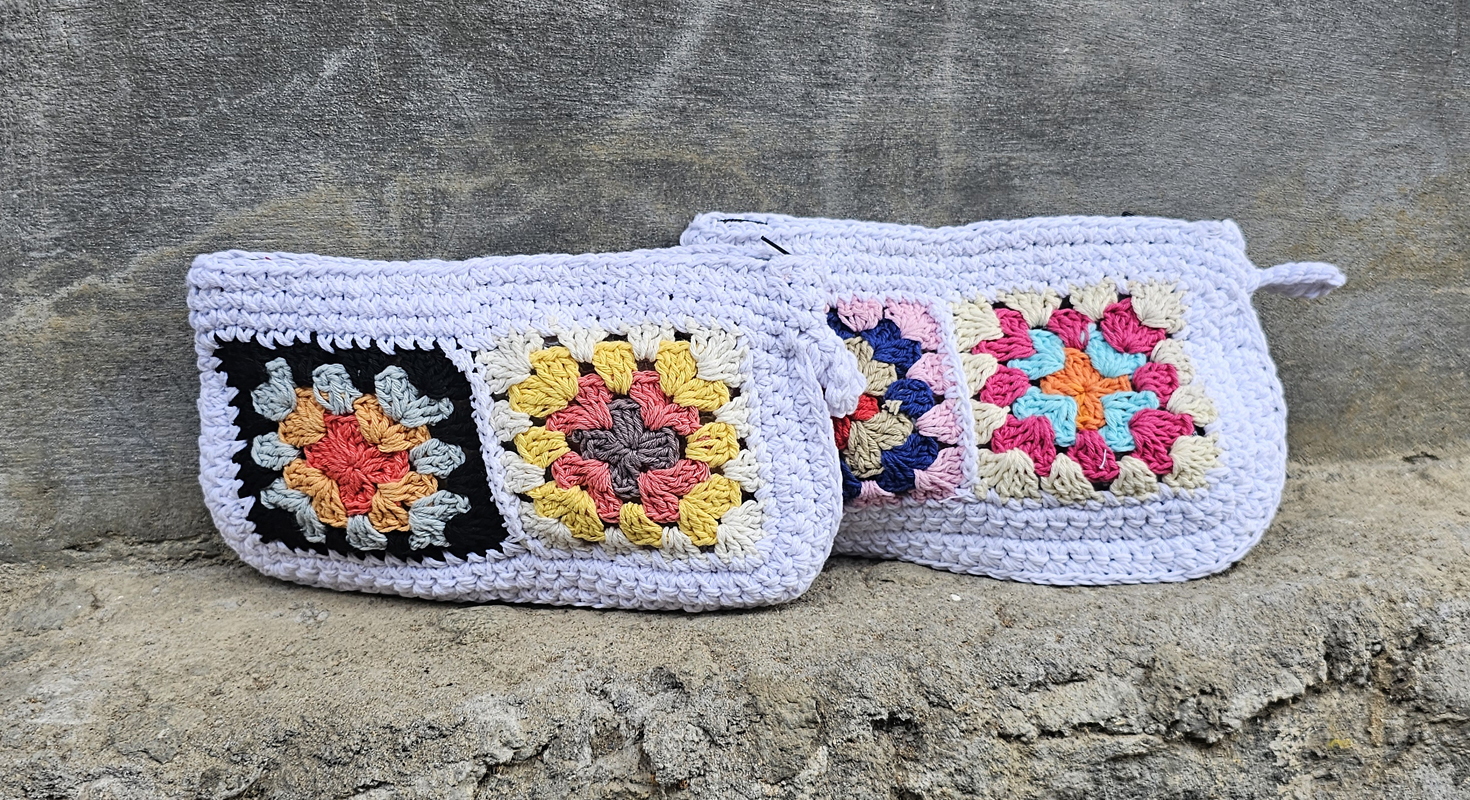 POCHETTE IN COTONE REALIZZATE A UNCINETTO CON FODERA CM 24X16 - Image 5